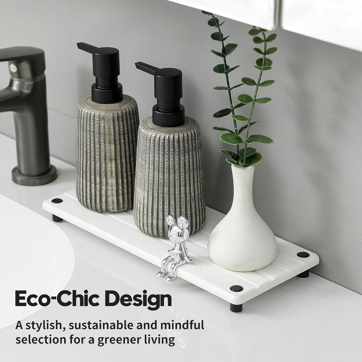 Instant Dry Sink Caddy Kitchen Sink Organizer, Quick Drying Stone Tray Diatomite Sponge Holder Soap