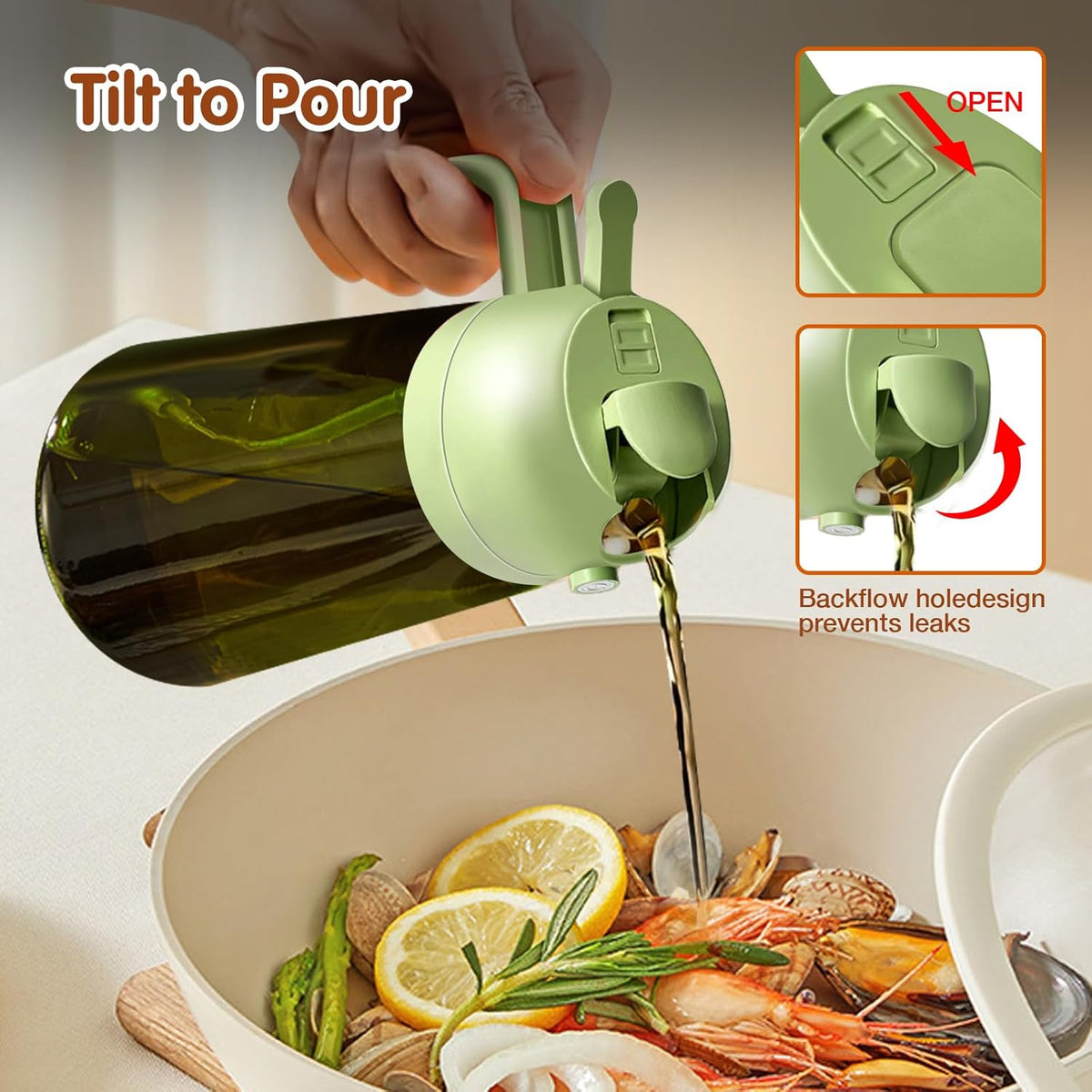 YARRAMATE 16oz/470ml Light Blocking Oil Sprayer for Cooking with Stickers, Food-Grade 2 in 1 Olive