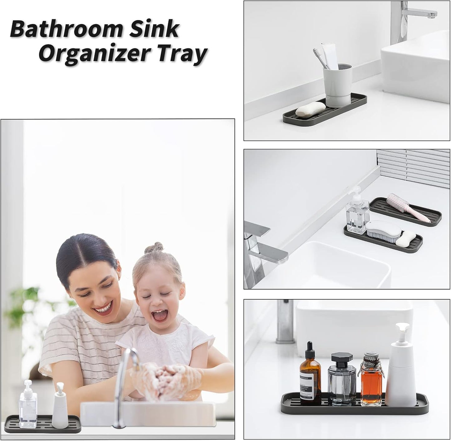 Silicone Kitchen Sink Organizer Tray for Multiple Usage,Eco-Friendly Sponges Holder for Kitchen
