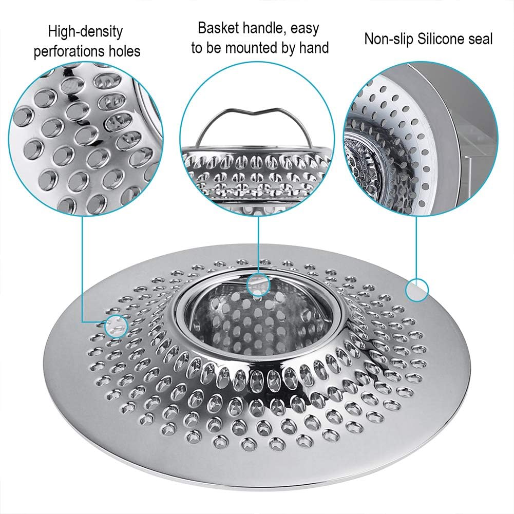 MFTEK Drain Hair Catcher Tub Drain Protector, Stainless Steel Bathtub Shower Drain Hair Stopper