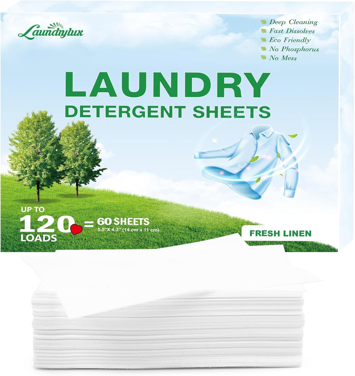 Laundry Detergent Sheet, Eco-Friendly & Hypoallergenic Wash Strips, Natural Ingredients