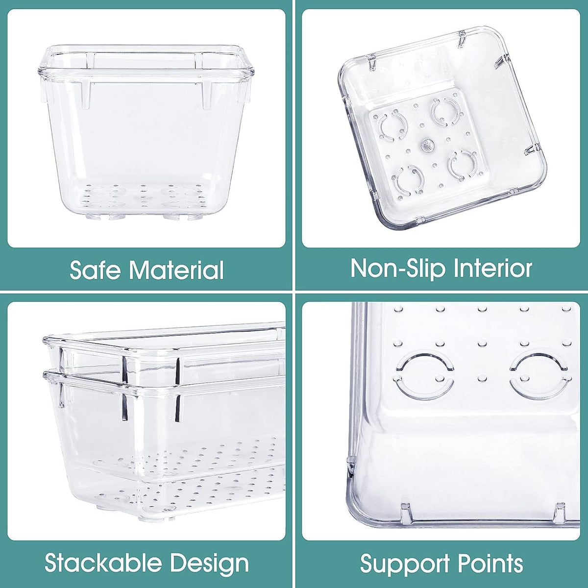 WOWBOX 25 PCS Clear Plastic Drawer Organizer Set, 4 Sizes Desk Drawer Divider Organizers and