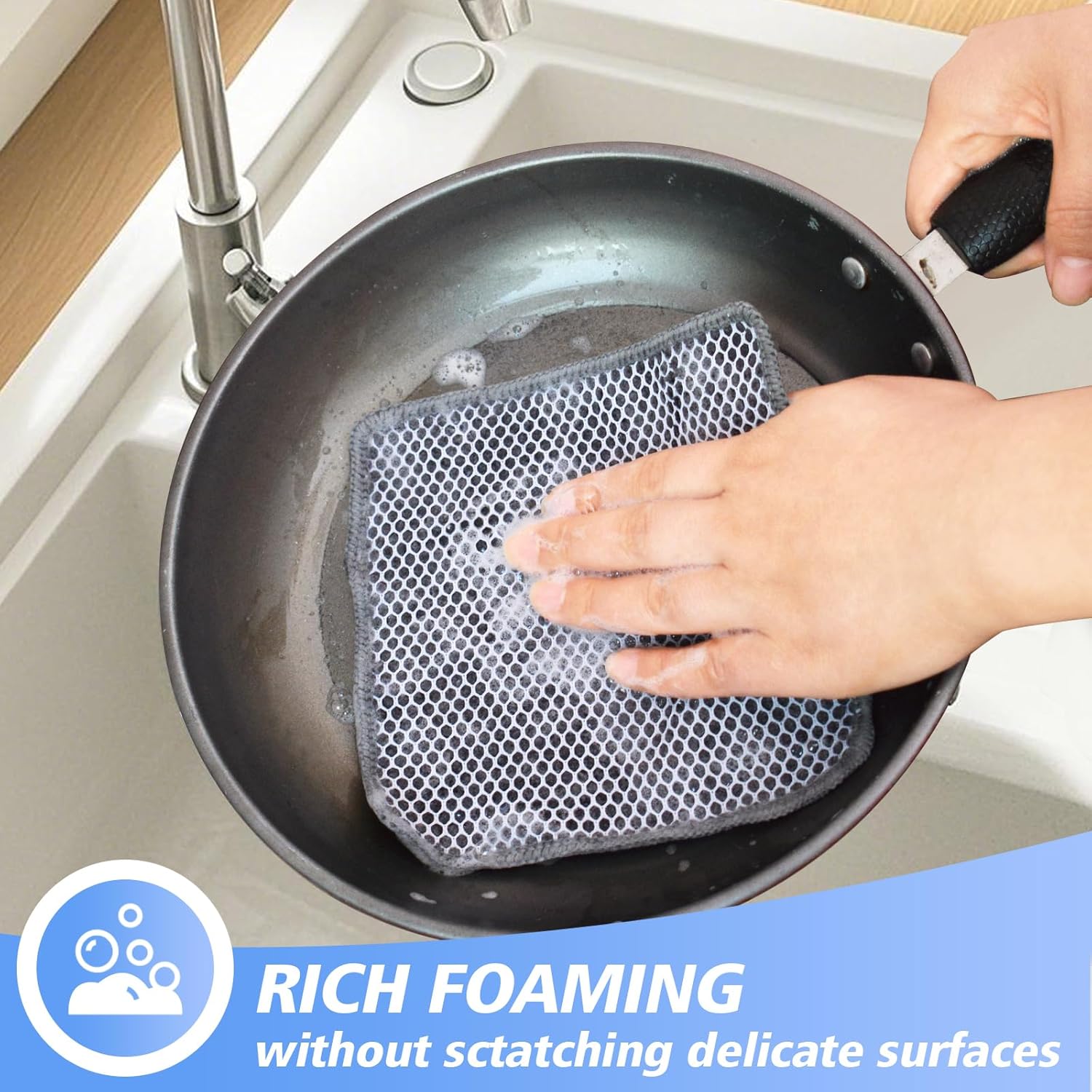 KinHwa Kitchen Washcloths for Dishes Absorbent Microfiber Dish Cloths Quick Dry Dish Rags with Poly