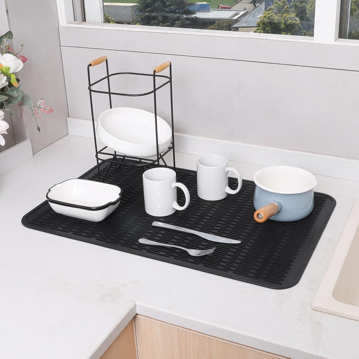 Silicone Dish Drying Mat for Multiple Usage,Easy clean,Eco-friendly,Heat-resistant Silicone Mat for