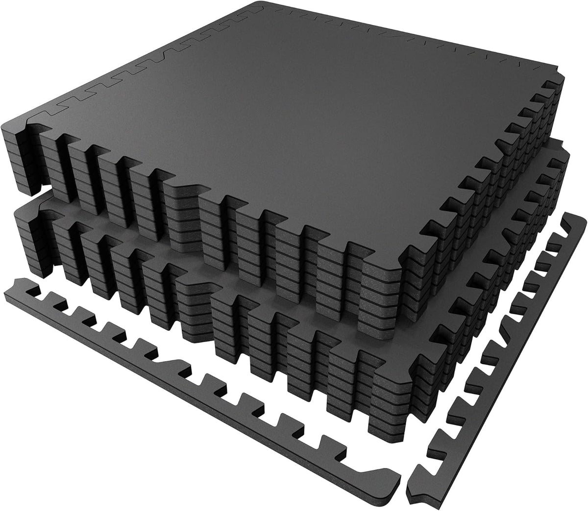 PRAISUN 0.6" Thicker Gym Mat, 12 Tiles 48 Sq Ft Workout Mats, Interlocking Foam Tiles with Rubber