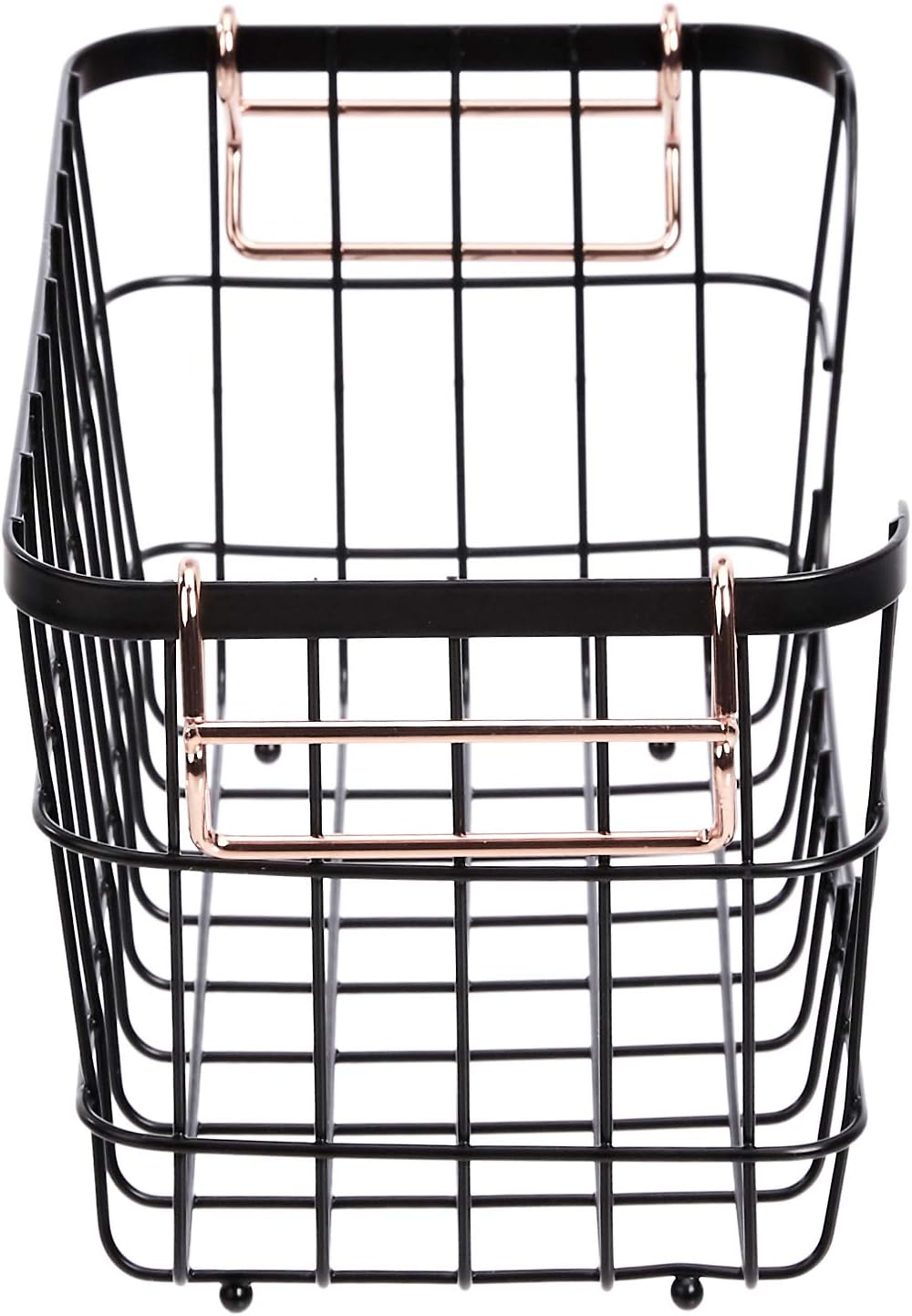Amazon Basics Stackable Metal Wire Rectangular Storage Basket Set For Kitchen or Bathroom, 2 Count