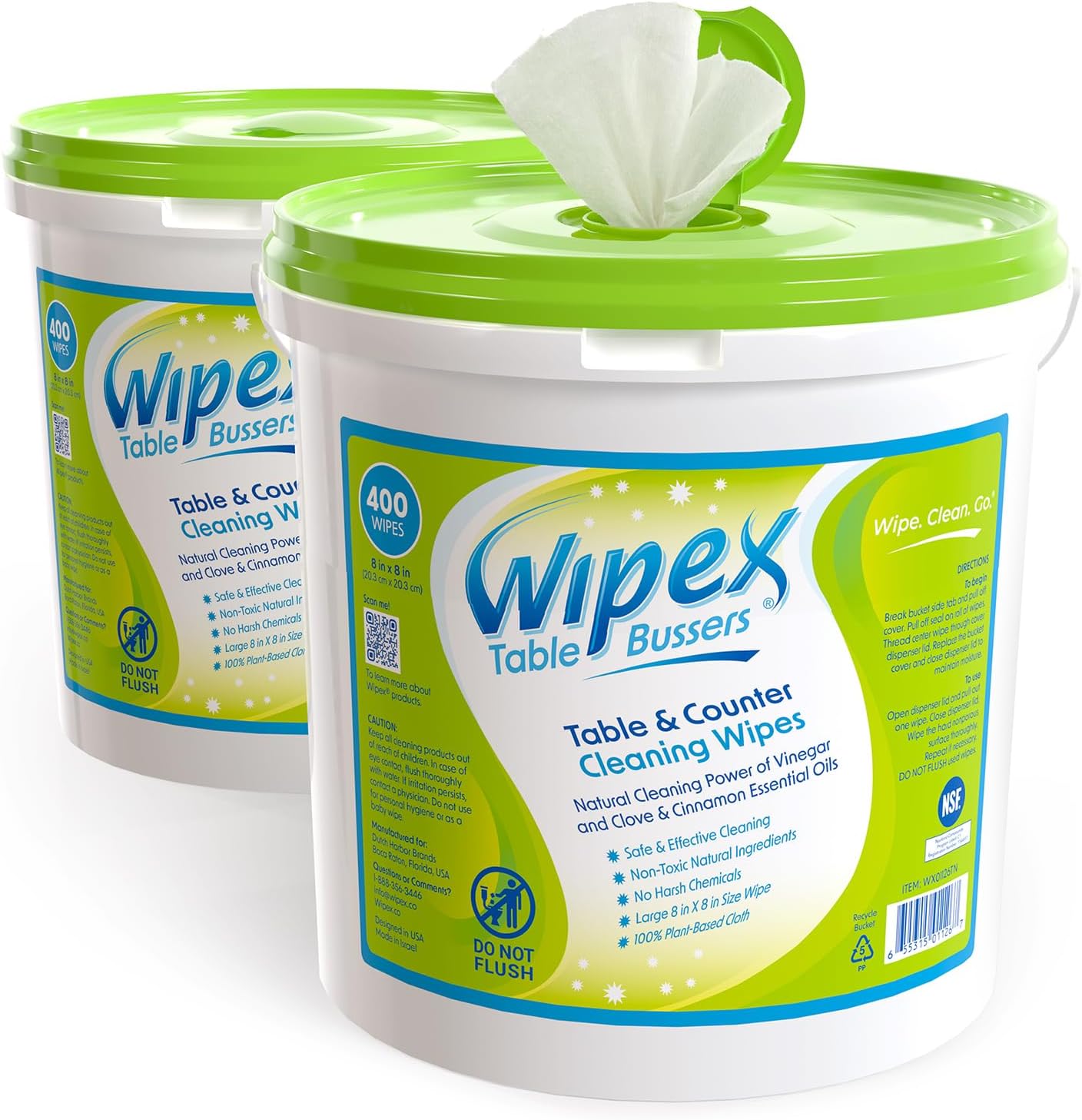 Wipex Table Bussers - Natural Table & Counter Turnover Cleaning Wipes With Vinegar, Propolis, Clove