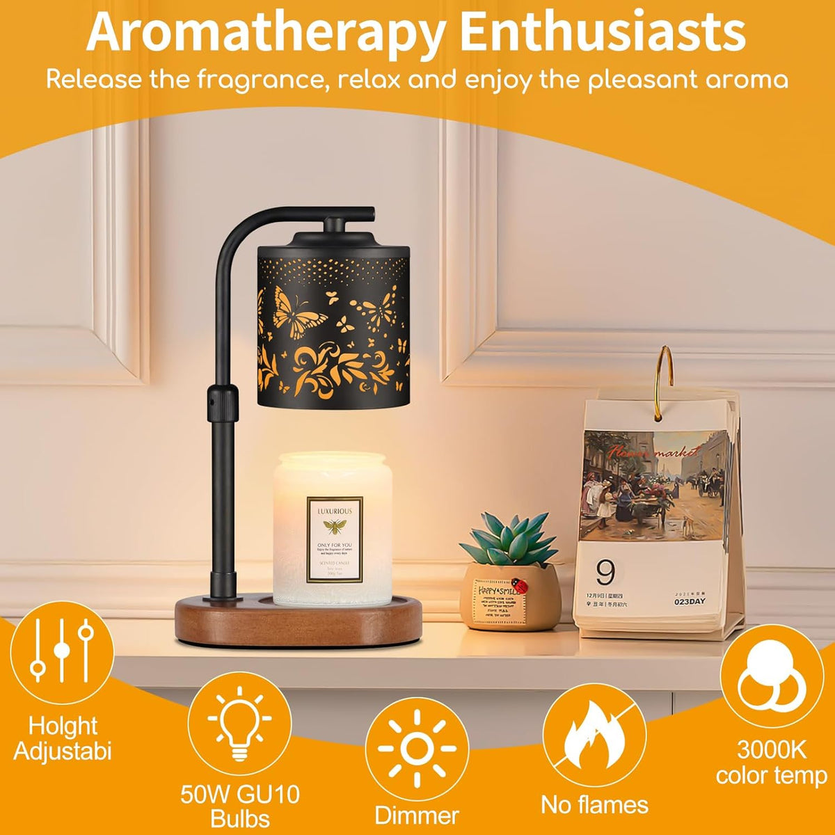 kobodon Candle Warmer Lamp with Timer,Birthday Gifts for Women Mom,Adjustable Height for Scented