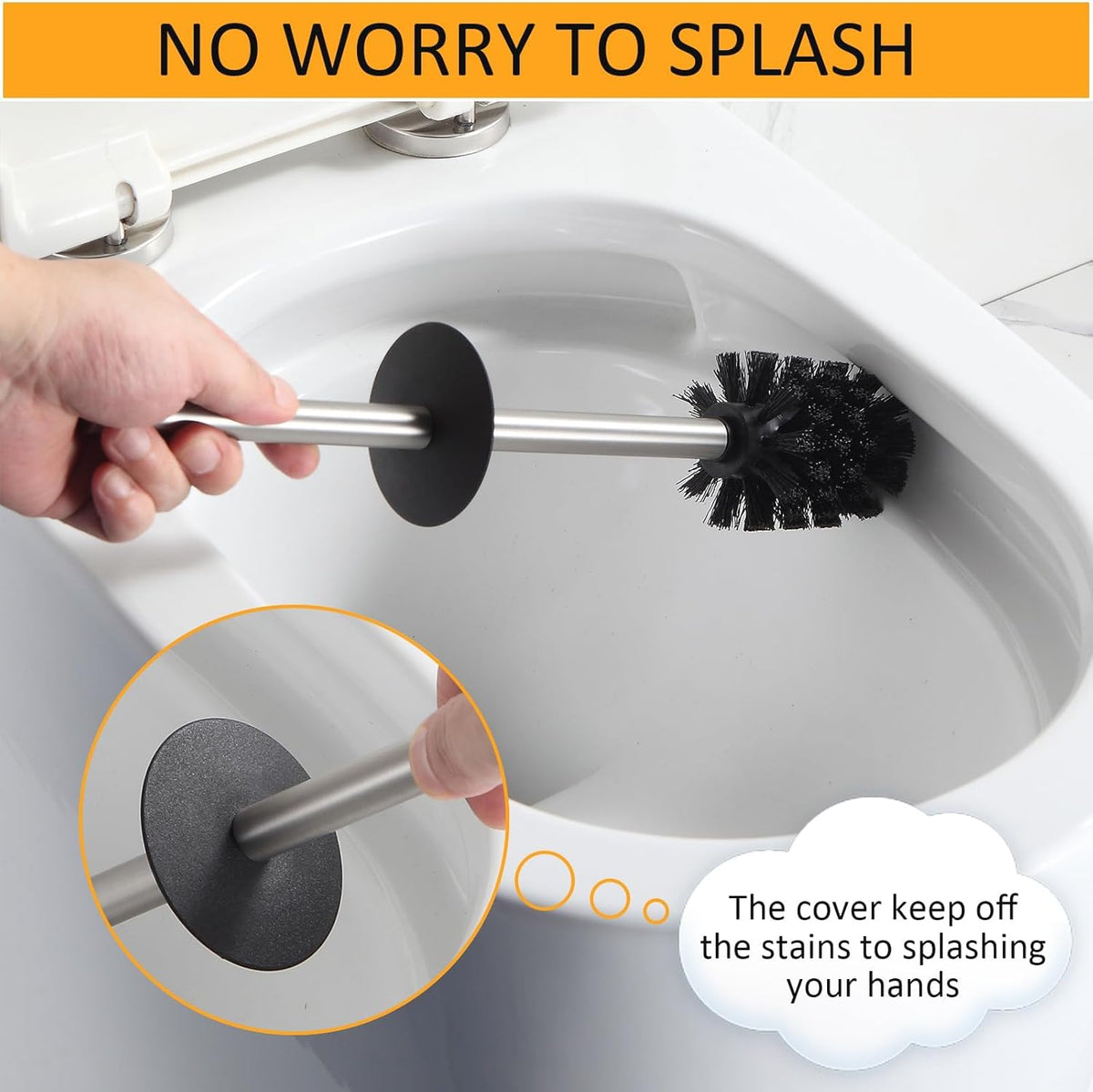 BGL Toilet Brush and Holder Set Brushed Nickel Aluminium Freestanding Toilet Bowl Cleaner Brush and