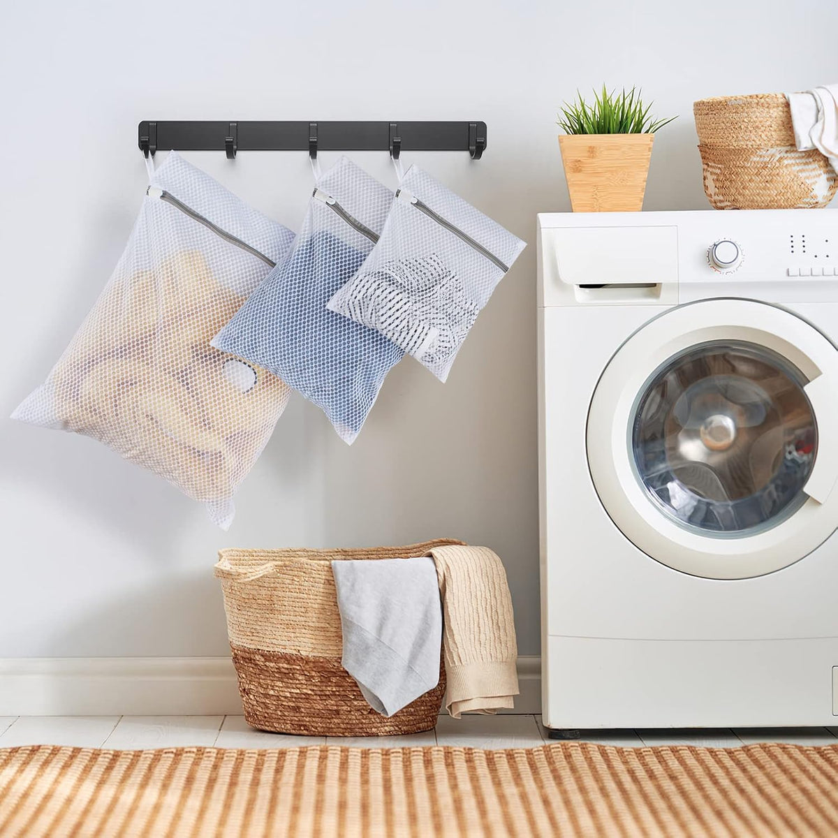 Small Honeycomb Lingerie Bags with Hanging Loop- MDSXO 3 Pack Mesh Laundry Bags for Washing