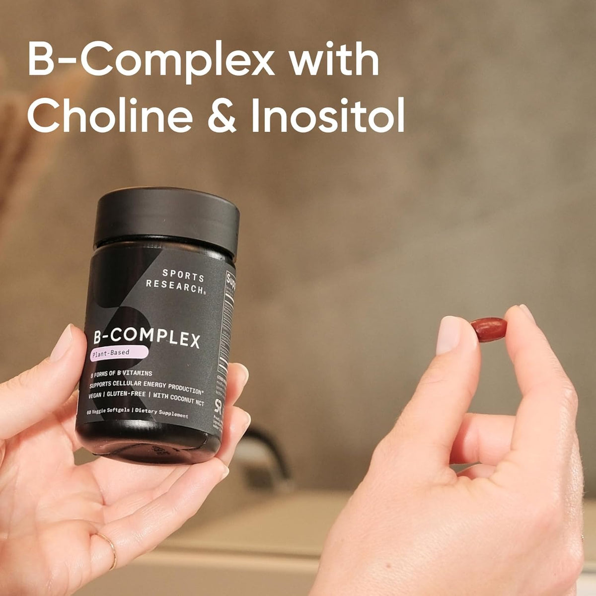 Sports Research® Vitamin B-Complex - Full Spectrum of B Vitamins with Methylated B12 & Folate