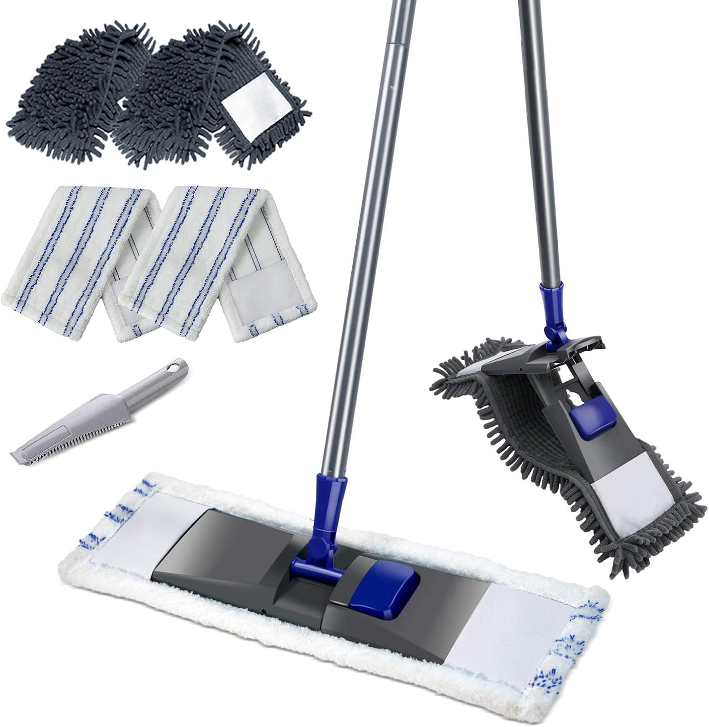 MASTERTOP Professional Microfiber Floor Mop - Flat Mop for Hardwood, Tiles, Laminate, Vinyl with 4