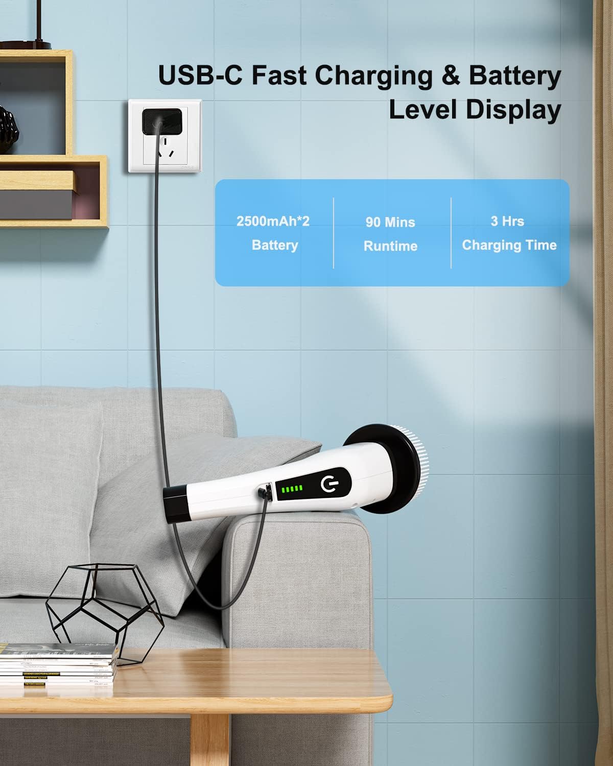 Leebein Electric Spin Scrubber, Cordless Cleaning Brush with 8 Replaceable Brush Heads, Tub and