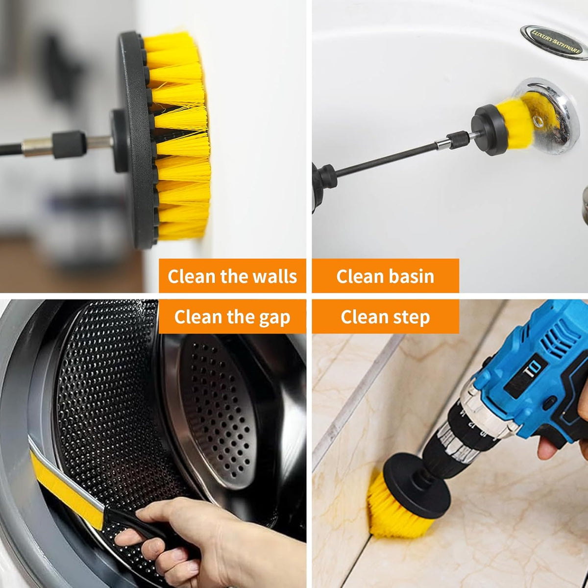10 Pack Drill Brush Attachment Set, Drill Scrubber Brush Kit, Drill Cleaning Brush, Scrub Brush for