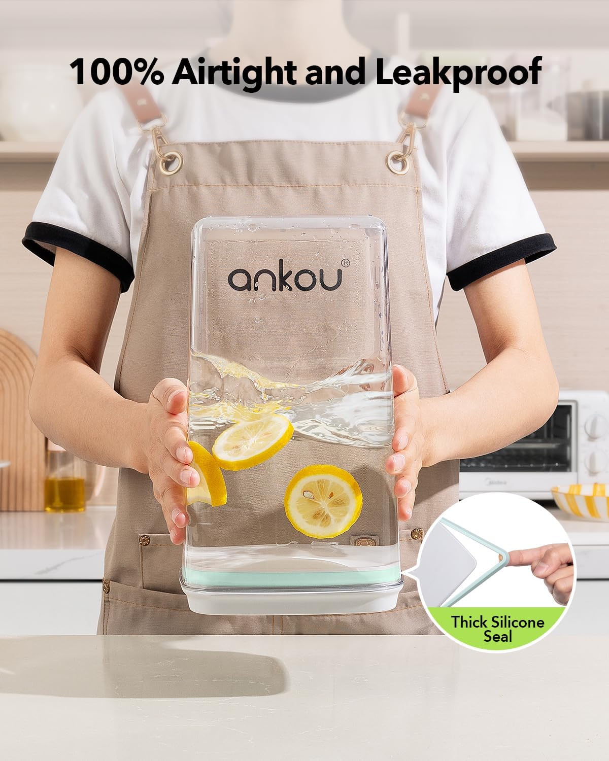Ankou Airtight Food Storage Container with Pop Lid & 130ml Scoop, 4L/4.2qt *2 BPA-Free Cereal