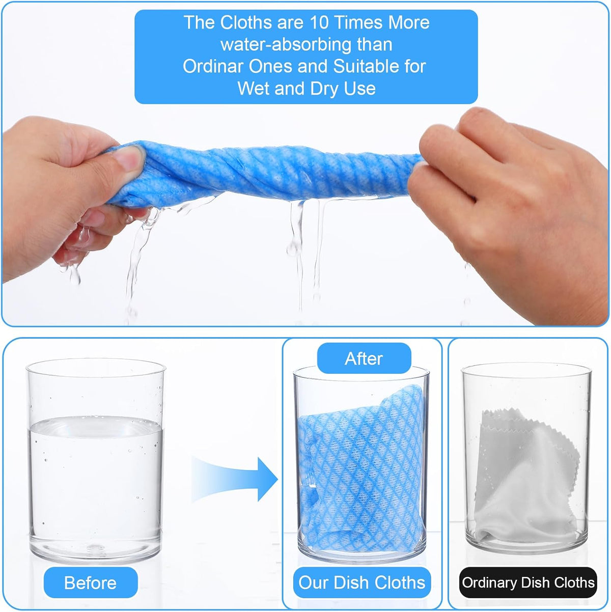 JIEYAO 300 Pcs Disposable Dish Cloths, Non-Woven Cleaning Towels Reusable Kitchen Handy Wipes