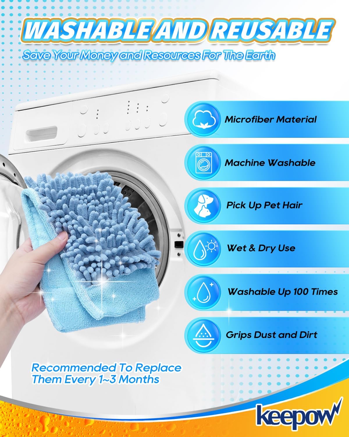 KEEPOW Microfiber Steam Mop Pad Compatible with Wagner Steamer 905e, 915e and 925e Microfiber Pads