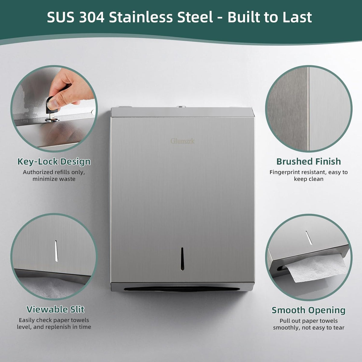 Paper Towel Dispenser Wall Mount, Large Commercial C/Z Tri Fold Multifold Hand Towels Dispenser