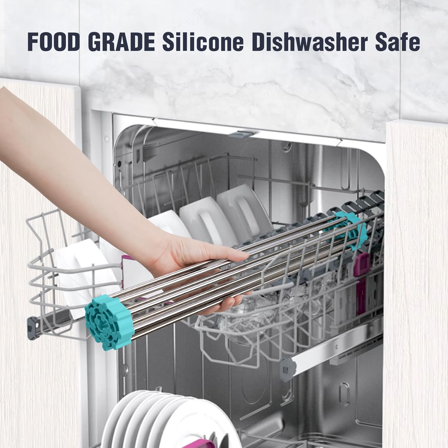 Tomorotec 17.7" x 12.5" Roll Up Dish Drying Rack Over Sink Drying Rack Sink Cover Kitchen Sink