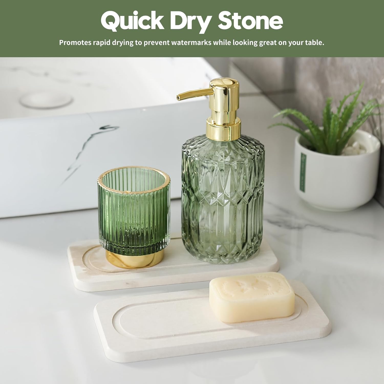 2Pack Diatomite Stone Sink Tray, Water Absorbing Faucet Mat for Kitchen & Bathroom Counter, Quick