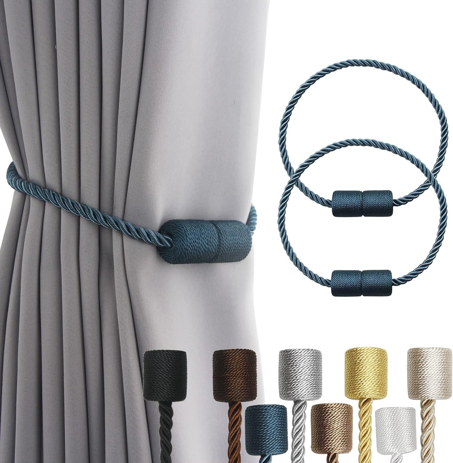 2 Pack Strong Magnetic Curtain Tiebacks Outdoor Elegant Decorative Tie Backs Modern Rope Tiebacks