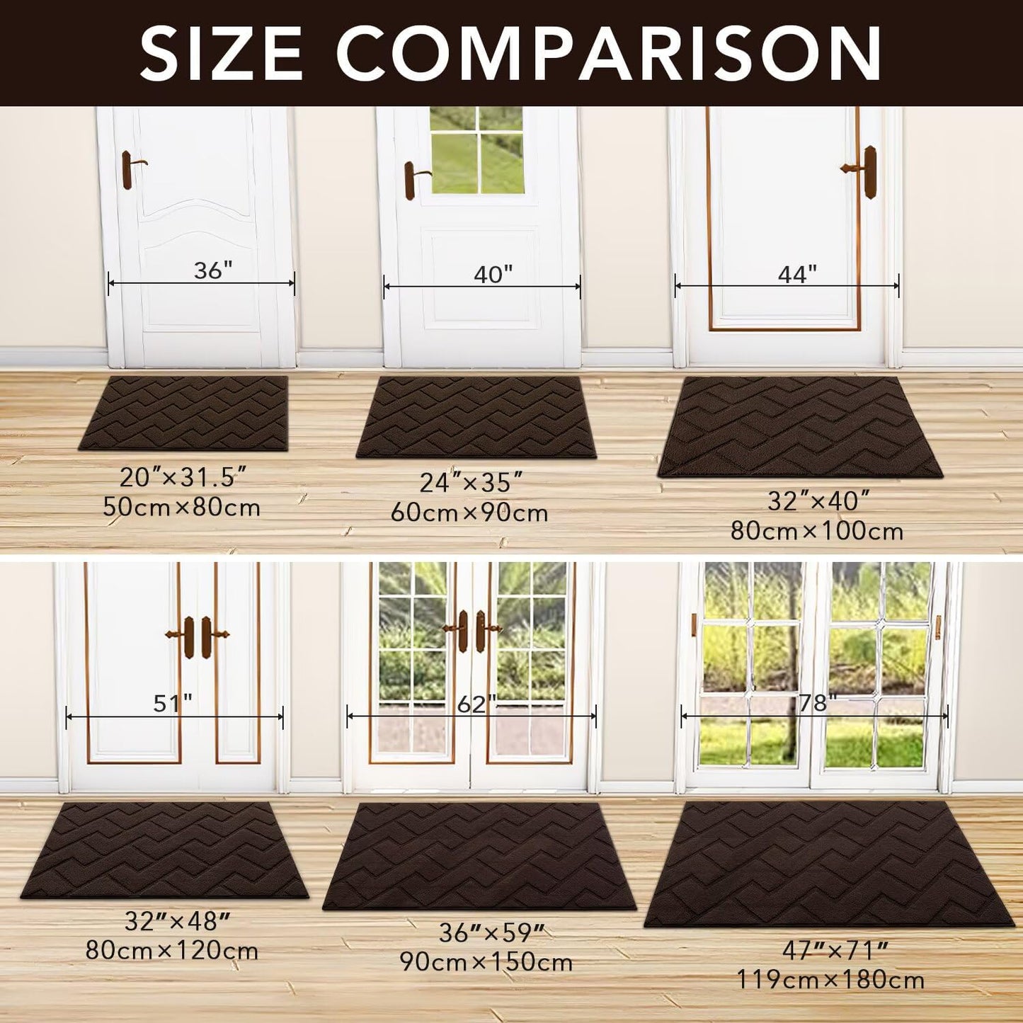 hicorfe Indoor Door Mat,Non Slip Door Mats,32"x48" Front Back Door Mat Rubber Backing,Absorbent