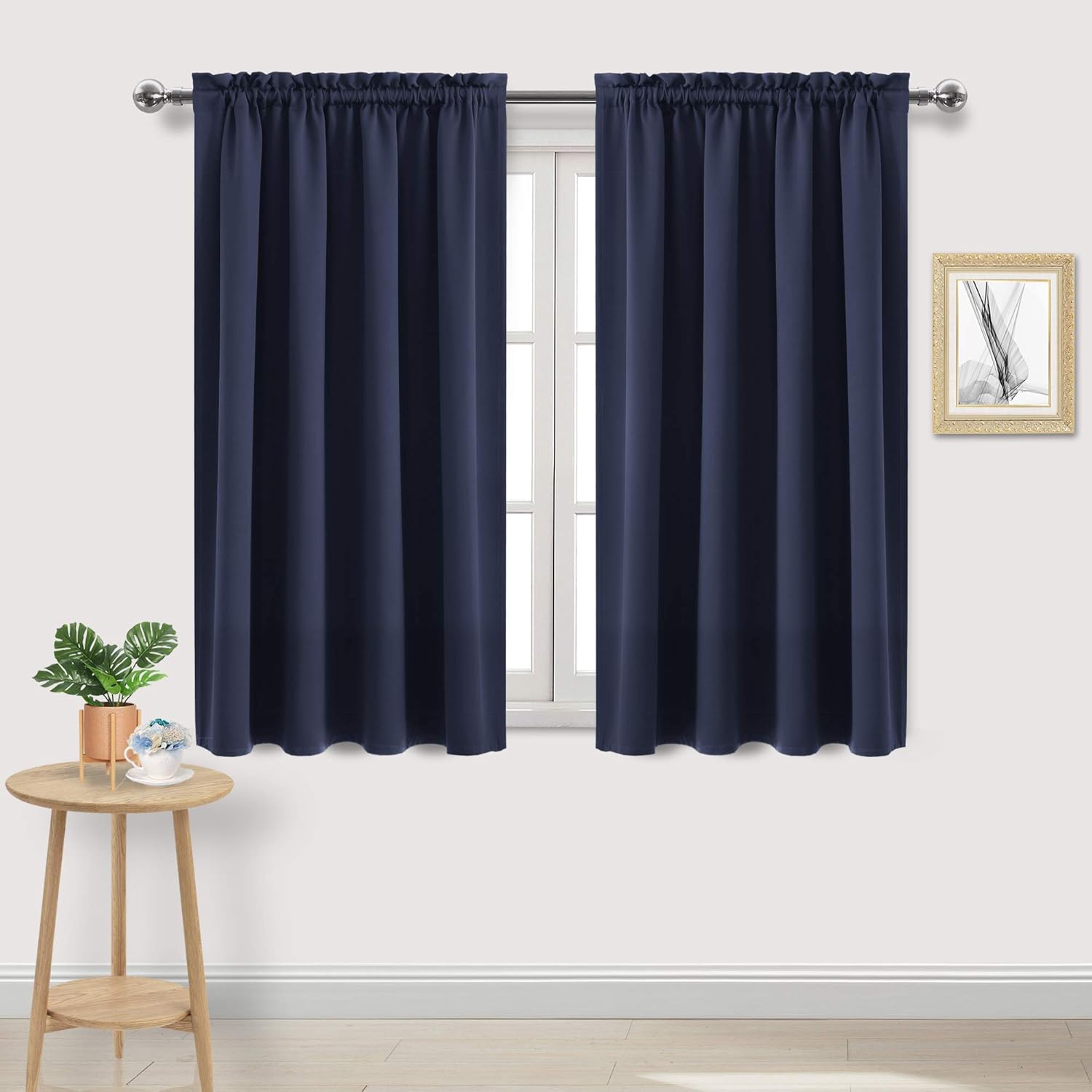 DWCN Navy Room Darkening Blackout Curtains - Thermal Insulated Privacy Energy Saving Window Curtain