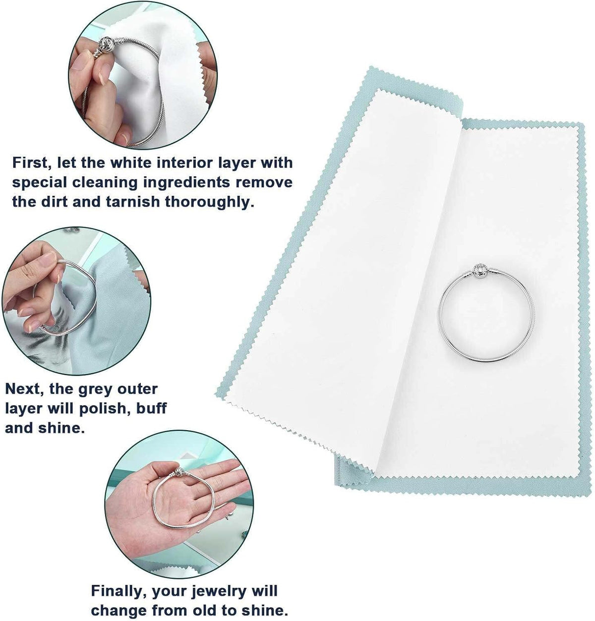 SEVENWELL Silver Polishing Cloth, Jewelry Cleaner Cloth for Sterling Silver Jewelry, Gold