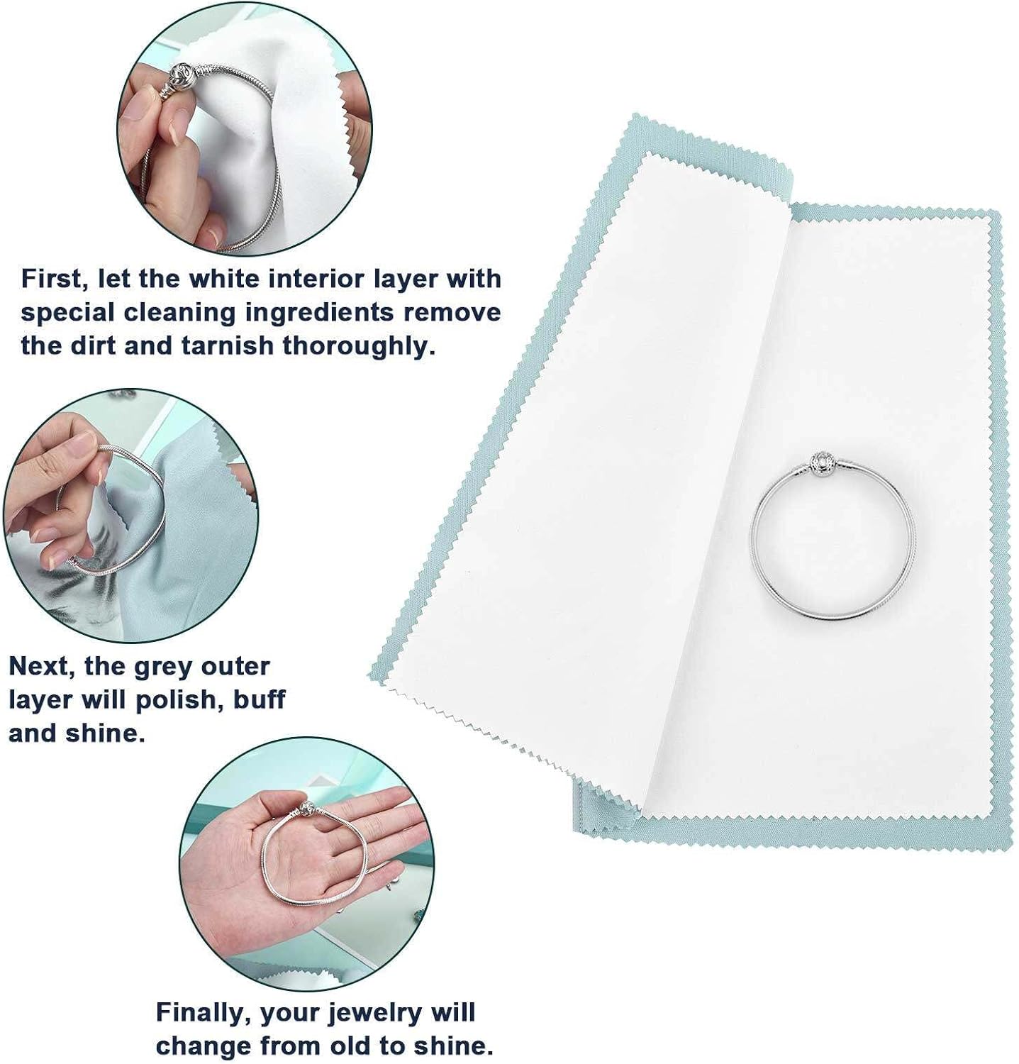 SEVENWELL Silver Polishing Cloth, Jewelry Cleaner Cloth for Sterling Silver Jewelry, Gold