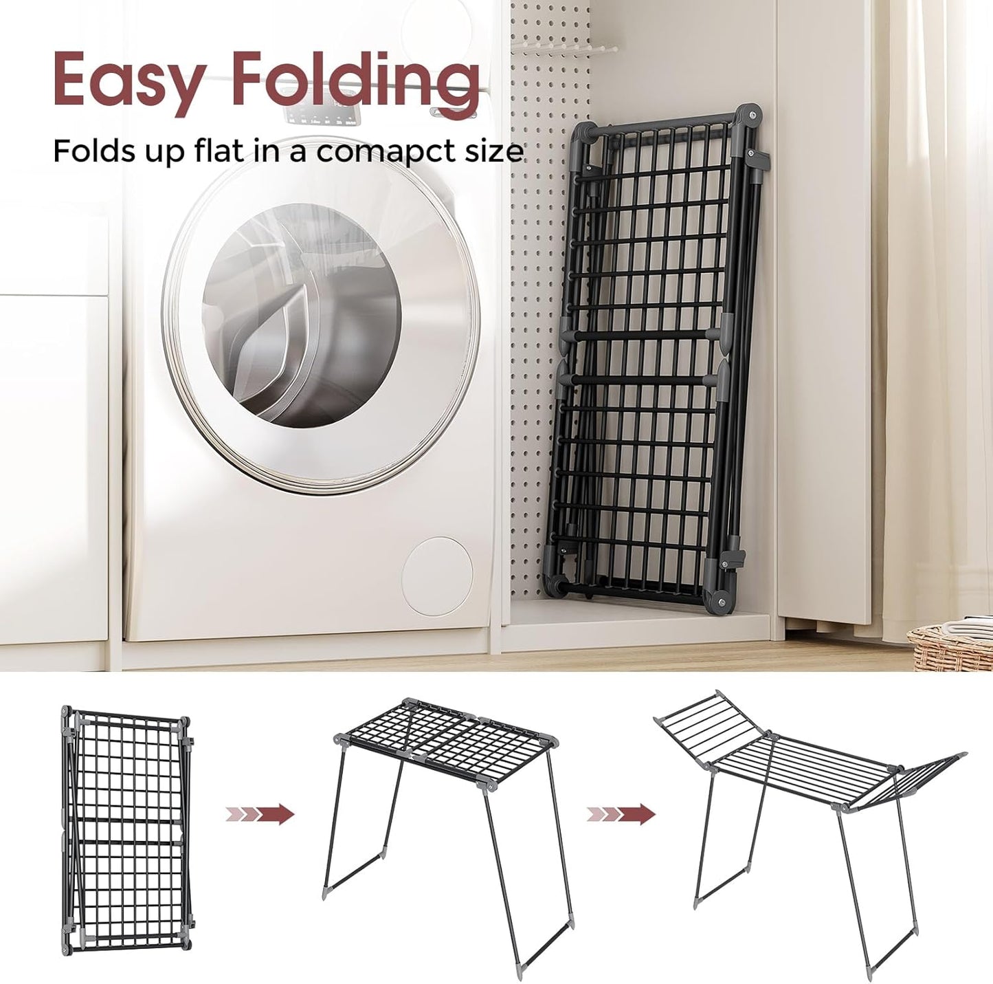 APEXCHASER Clothes Drying Rack Foldable, Large Drying Rack Clothing, Winged Laundry Rack Folding