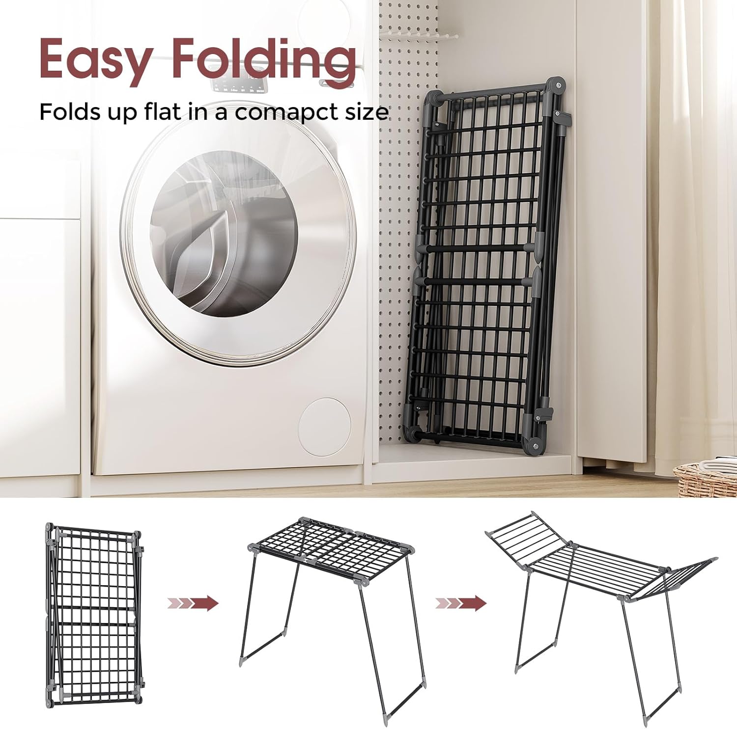 APEXCHASER Clothes Drying Rack Foldable, Large Drying Rack Clothing, Winged Laundry Rack Folding