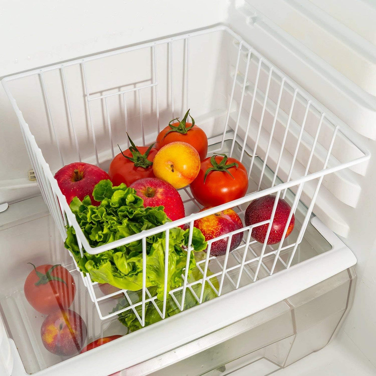 Slideep Freezer Baskets Storage Basket Organizers, Deep Wire Farmhouse Bins Container with Handles