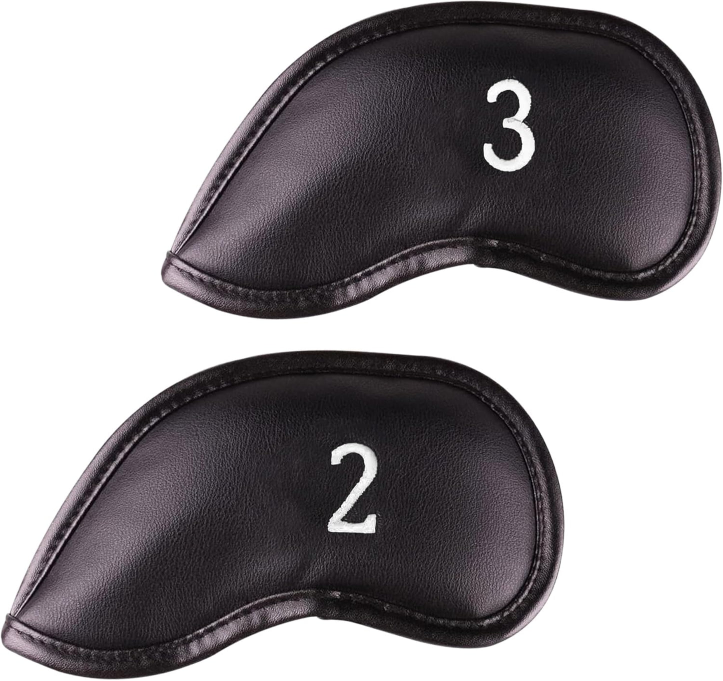 Premium Magnetic Leather Iron and Wedge Golf Club Head Covers | Set of 10 | Fits Most Clubs |