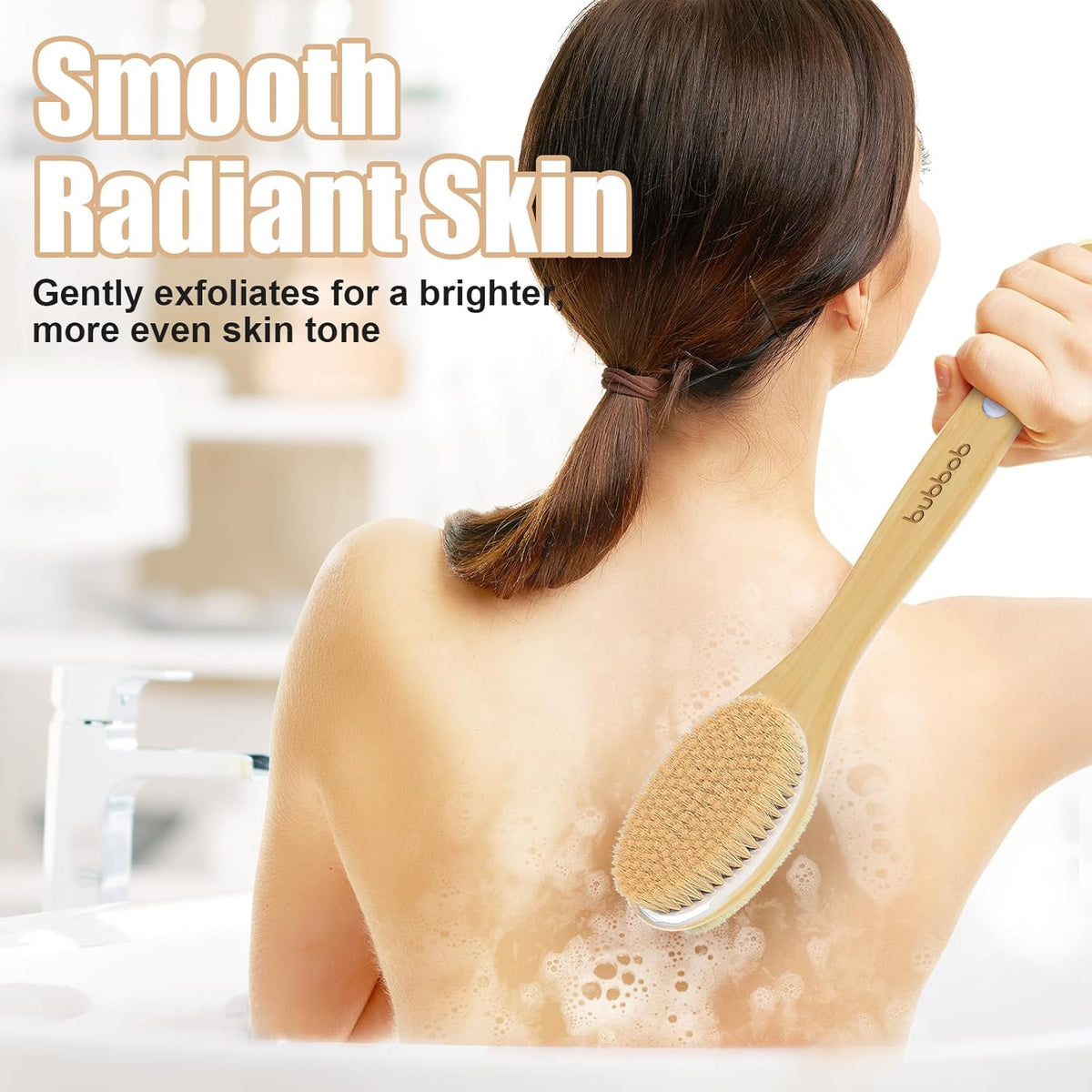 Back Scrubber for Shower,Bath Brush with Long Handle,Bath Brush Body Exfoliator for Wet or Dry