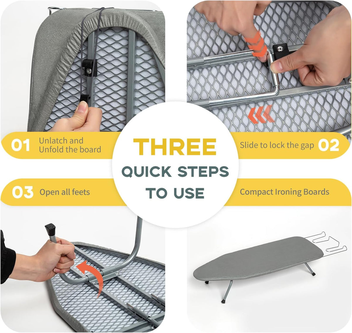 Metal Foldable Tabletop Ironing Board with Iron Rest, Portable Ironing Board Small with Heat