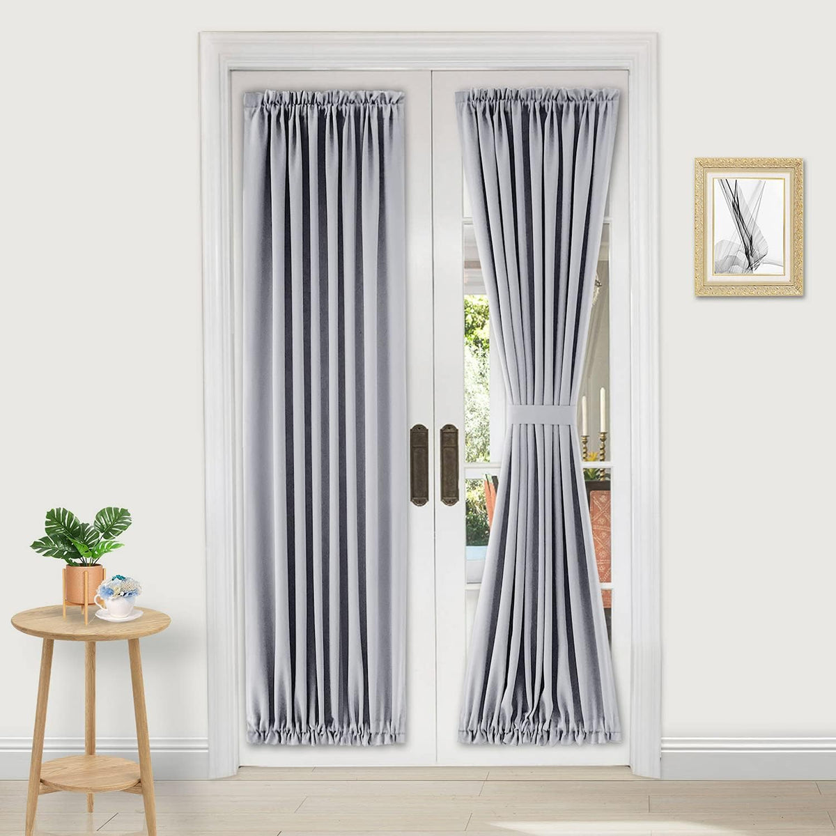 DWCN French Door Curtains – Rod Pocket Thermal Blackout Curtain for Doors with Glass Window