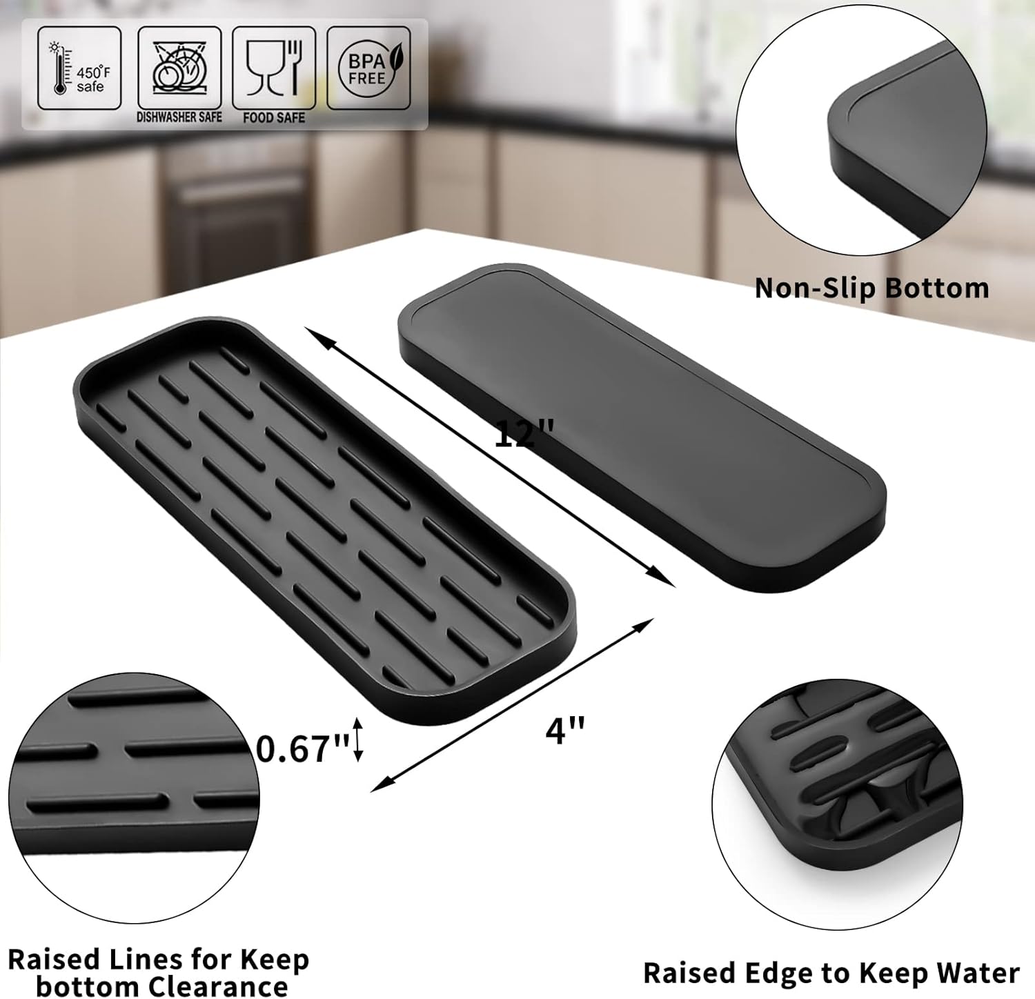Silicone Kitchen Sink Organizer Tray for Multiple Usage,Eco-Friendly Sponges Holder for Kitchen