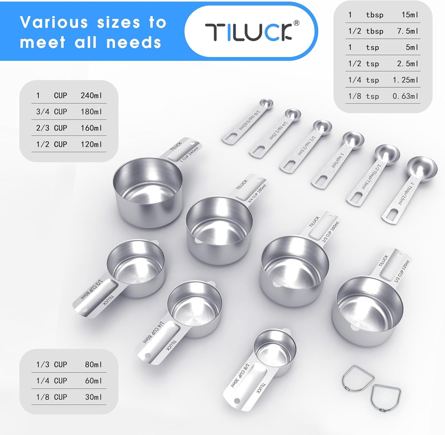 TILUCK Stainless Steel Measuring Spoons Set,Coffee Scoop Spoon,Kitchen Gadgets for Cooking &