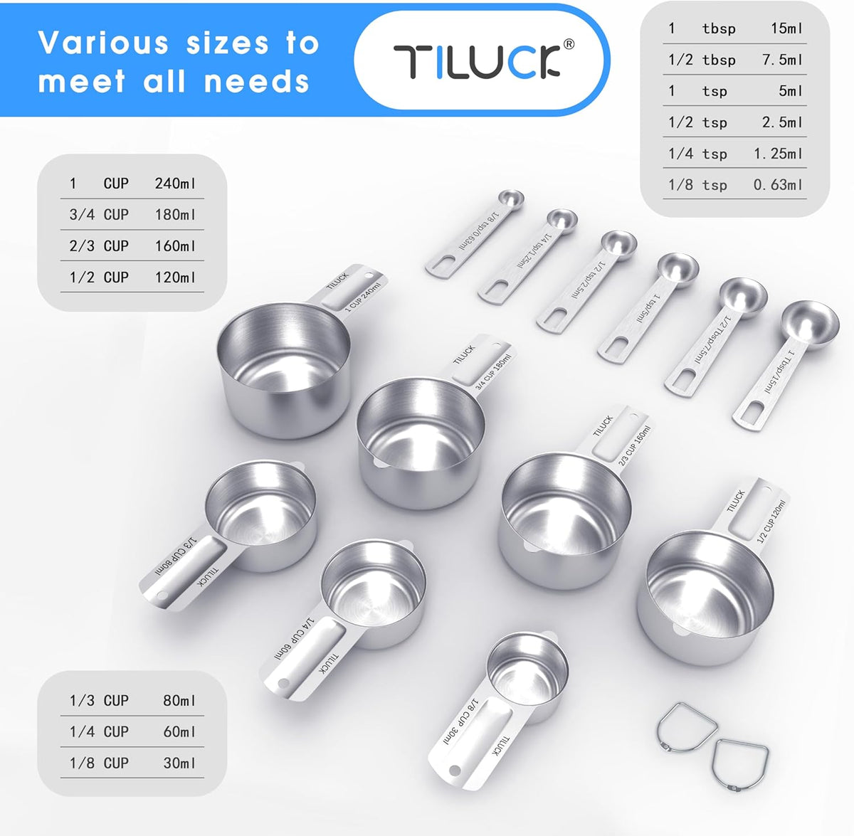 TILUCK Stainless Steel Measuring Spoons Set,Coffee Scoop Spoon,Kitchen Gadgets for Cooking &