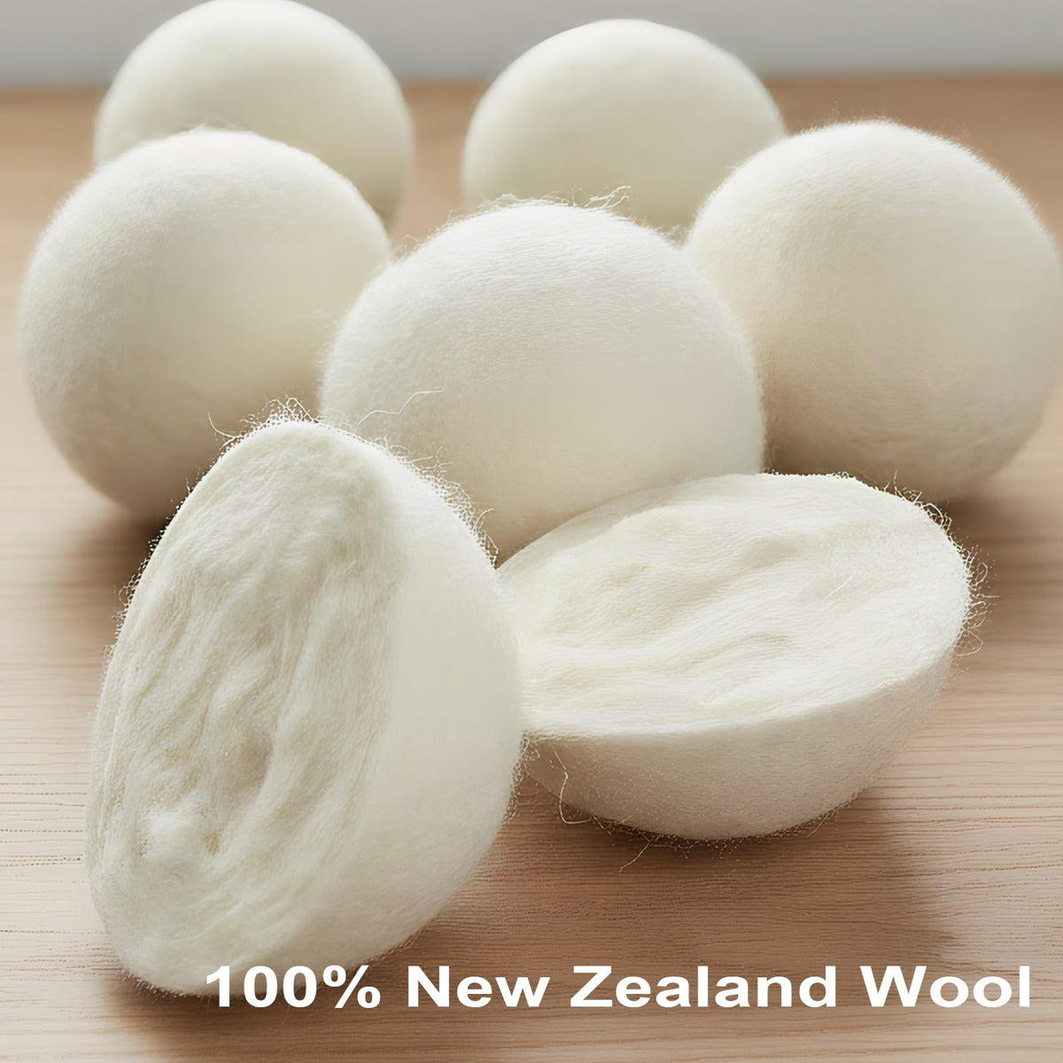 Wool Dryer Balls 6-Pack L - Natural Reusable Laundry Fabric Softener, Reduces Wrinkles & Drying