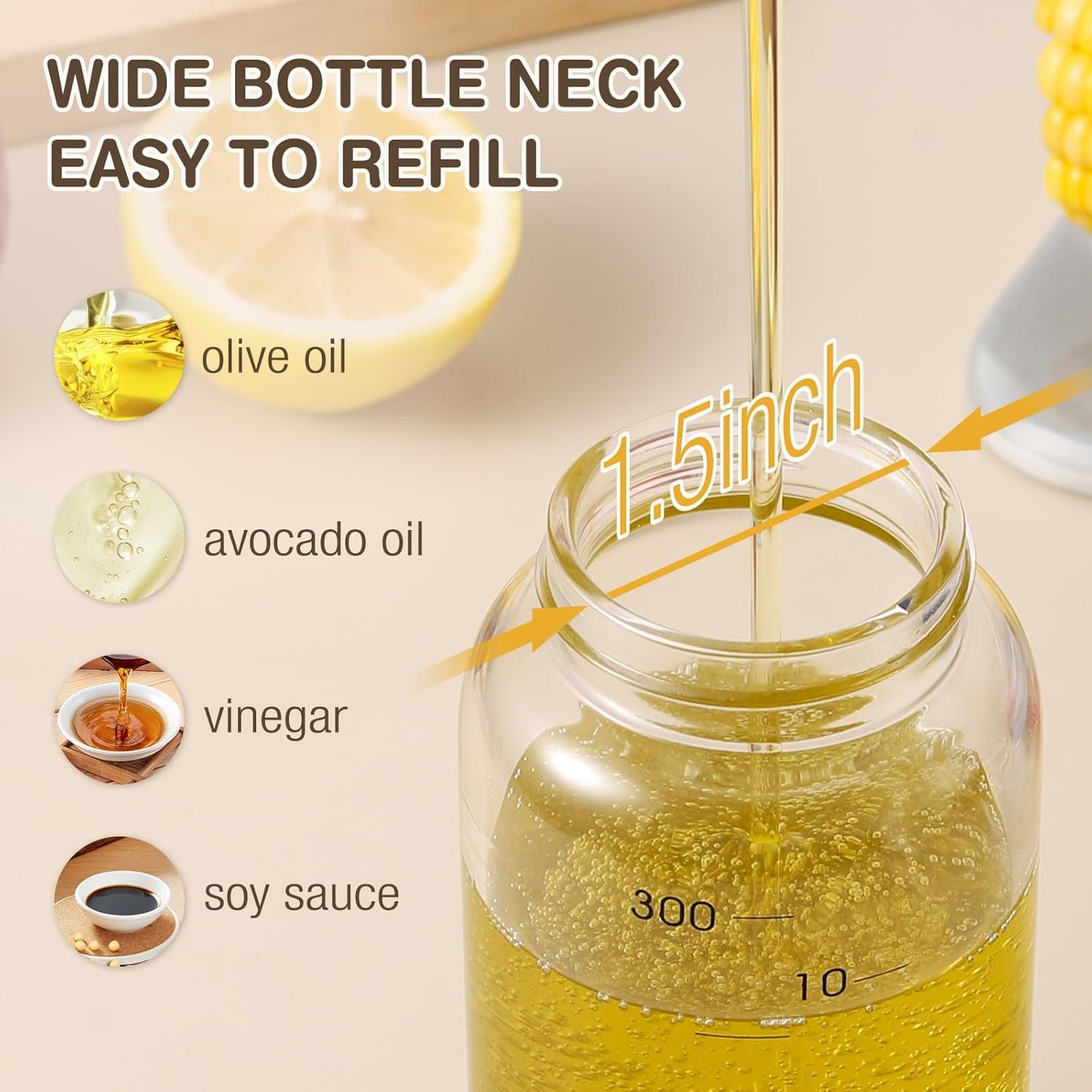 Vucchini Large Olive Oil Dispenser Bottle Kitchen Cooking Oil Dispenser Auto Flip Soy Sauce