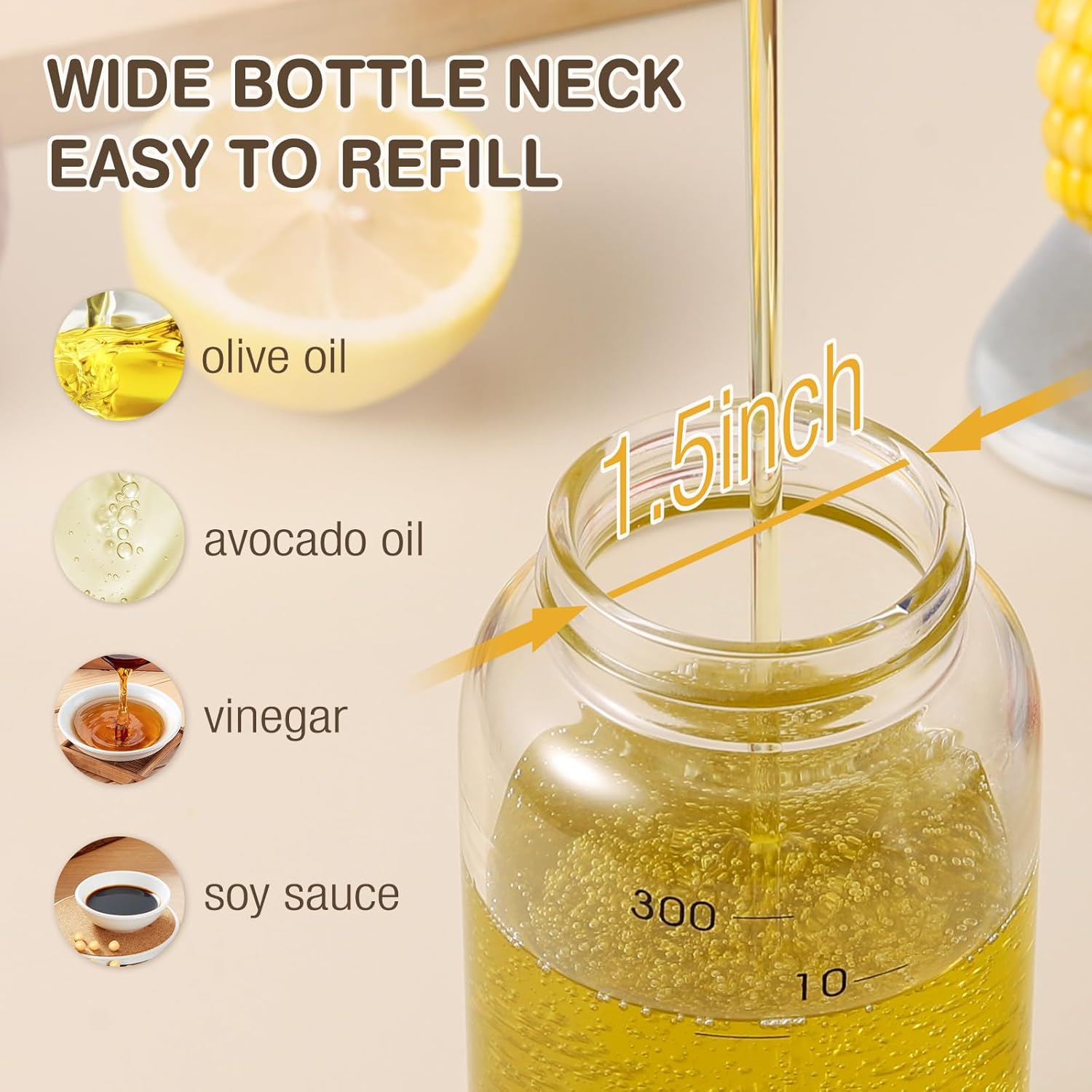 Vucchini Large Olive Oil Dispenser Bottle Kitchen Cooking Oil Dispenser Auto Flip Soy Sauce
