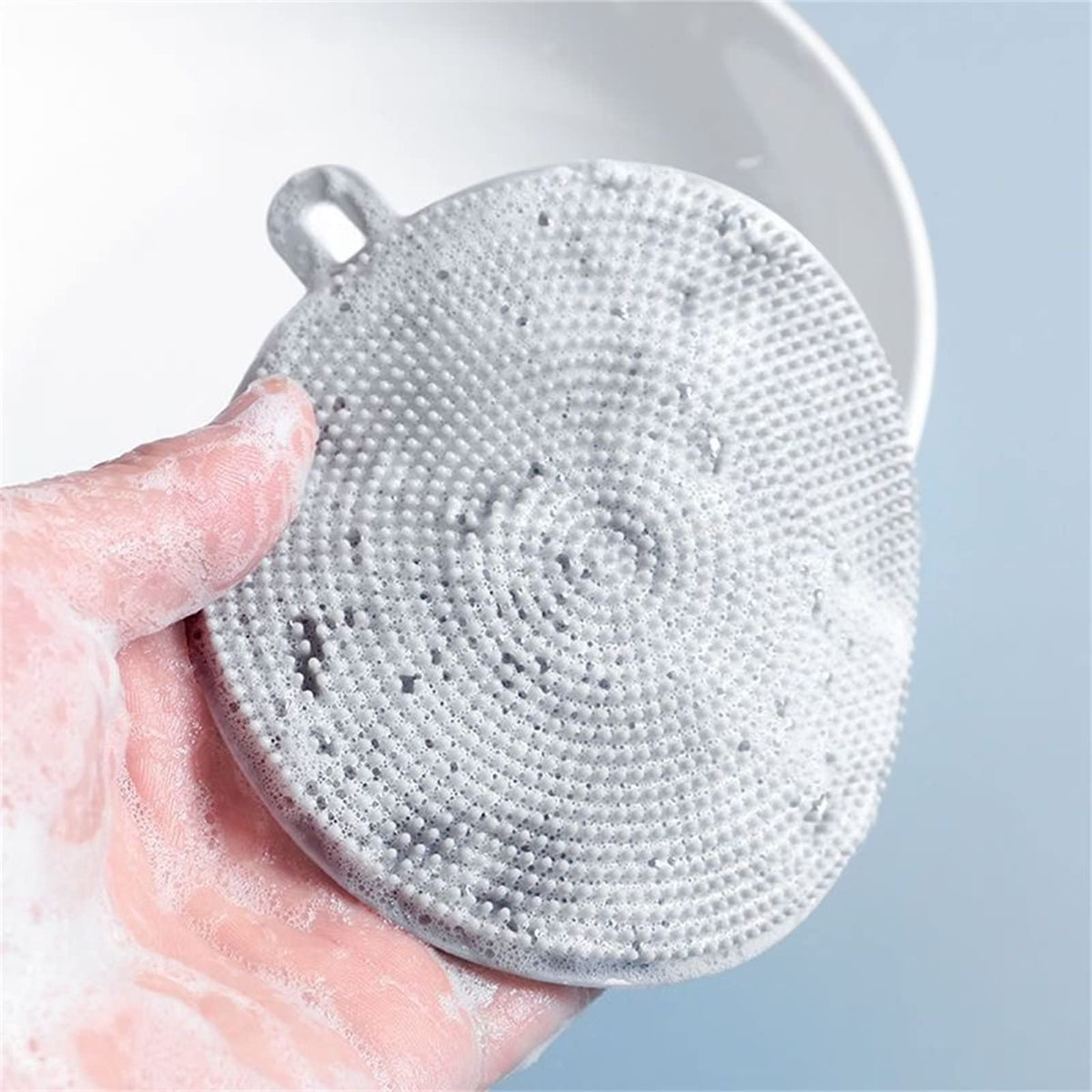 4PCS Silicone Dish Scrubber, Multipurpose Round Silicone Sponges Reusable Dish Brush Dish Brush for