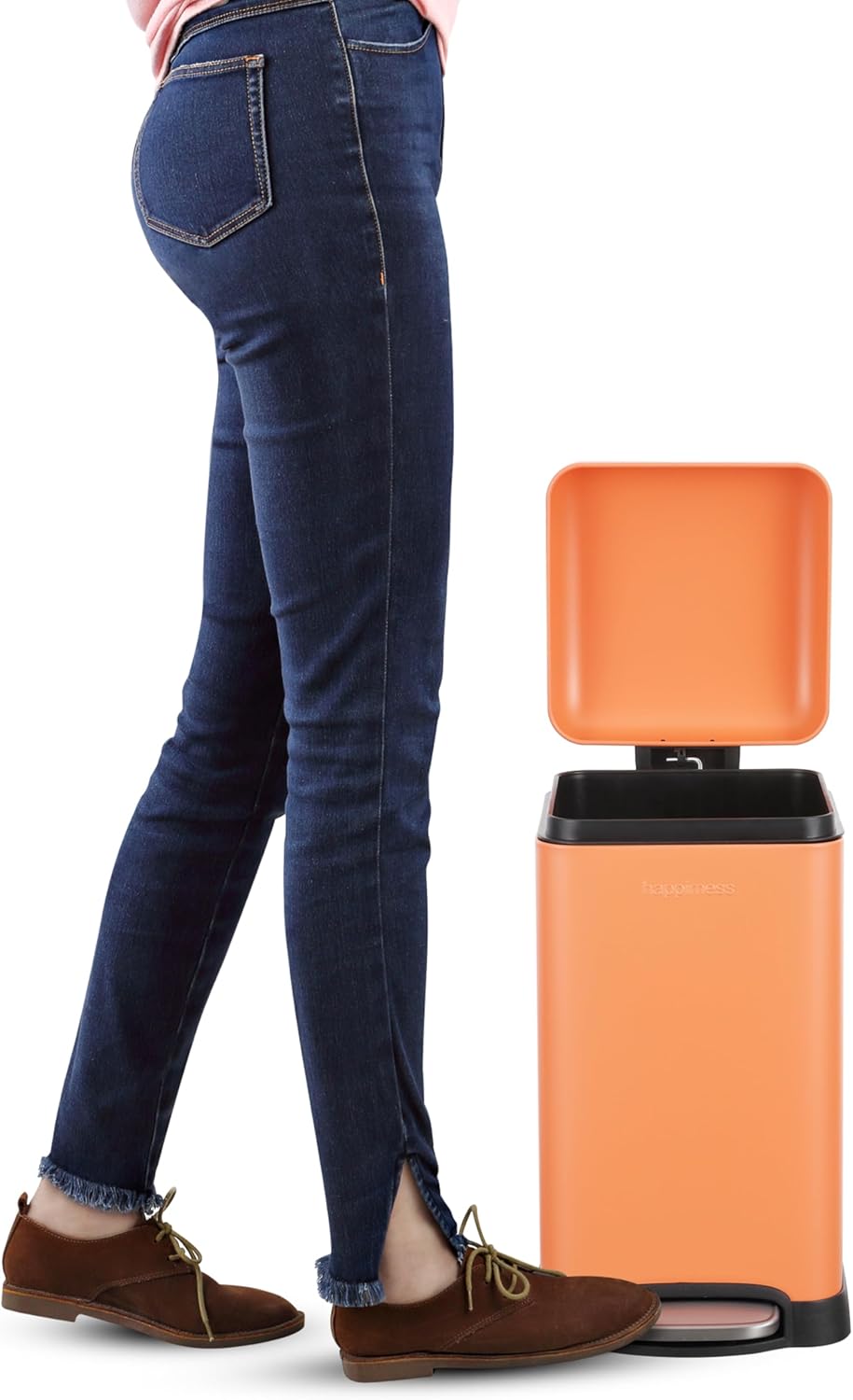 happimess HPM1012K Betty Retro Mini 3.2-Gallon Step-Open Trash Can, Carrot Cake,with Soft-Close