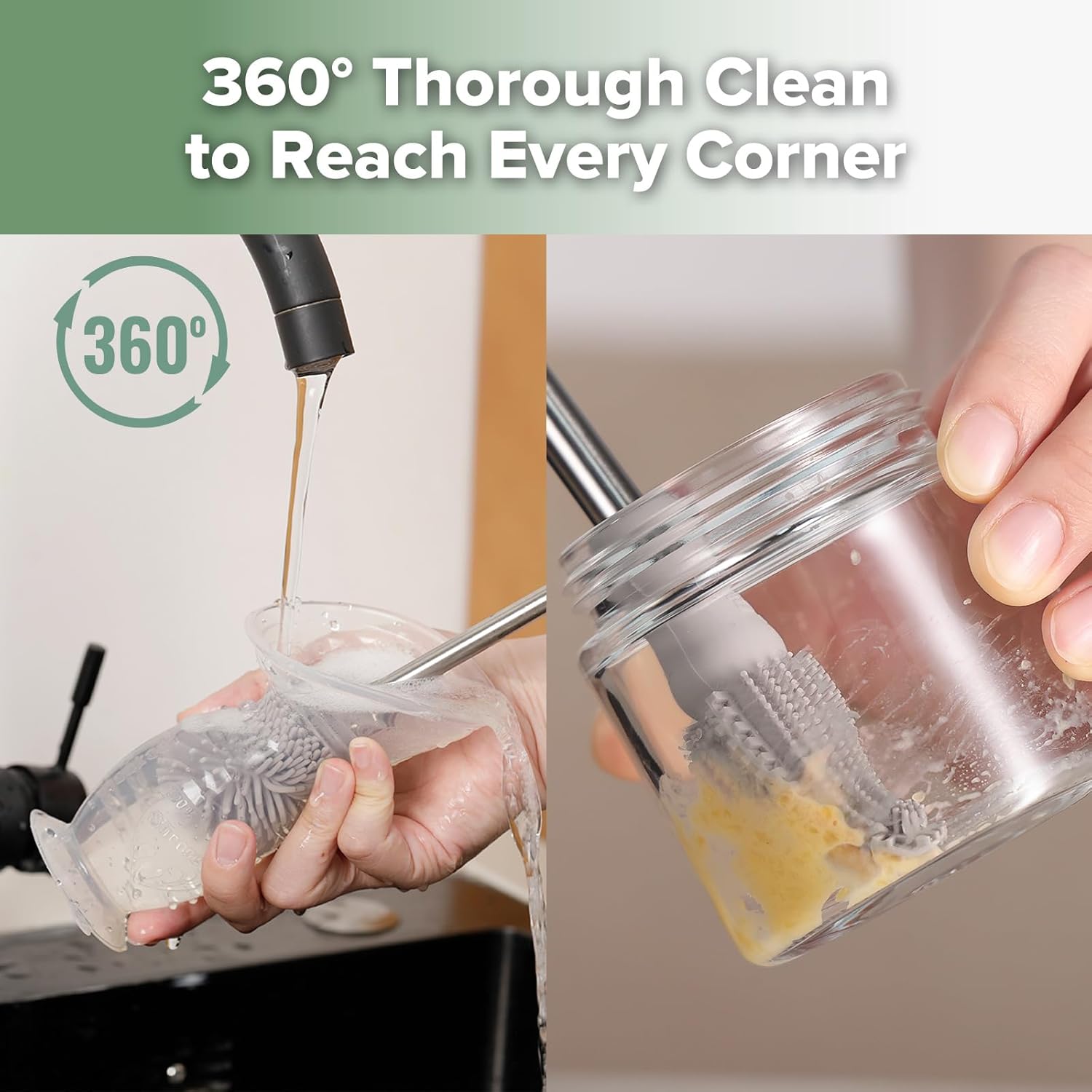 Haakaa Silicone Cleaning Brush - Baby Bottle Brush Cleaner for Breast Pump,Nipple,Breast Milk