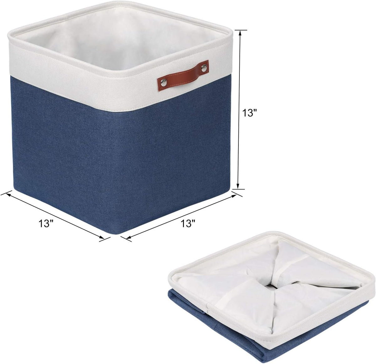 Univivi 13 inch Storage Baskets with Hard Bottom 4 Pack 13 x 13 x13 Cube Storage Bins Foldable