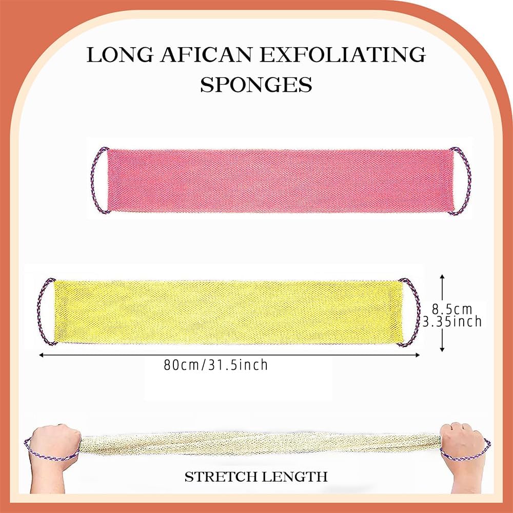 African Net Sponge with Handles 3 Pieces Long African Exfoliating Net Washcloth Bath Sponge Net