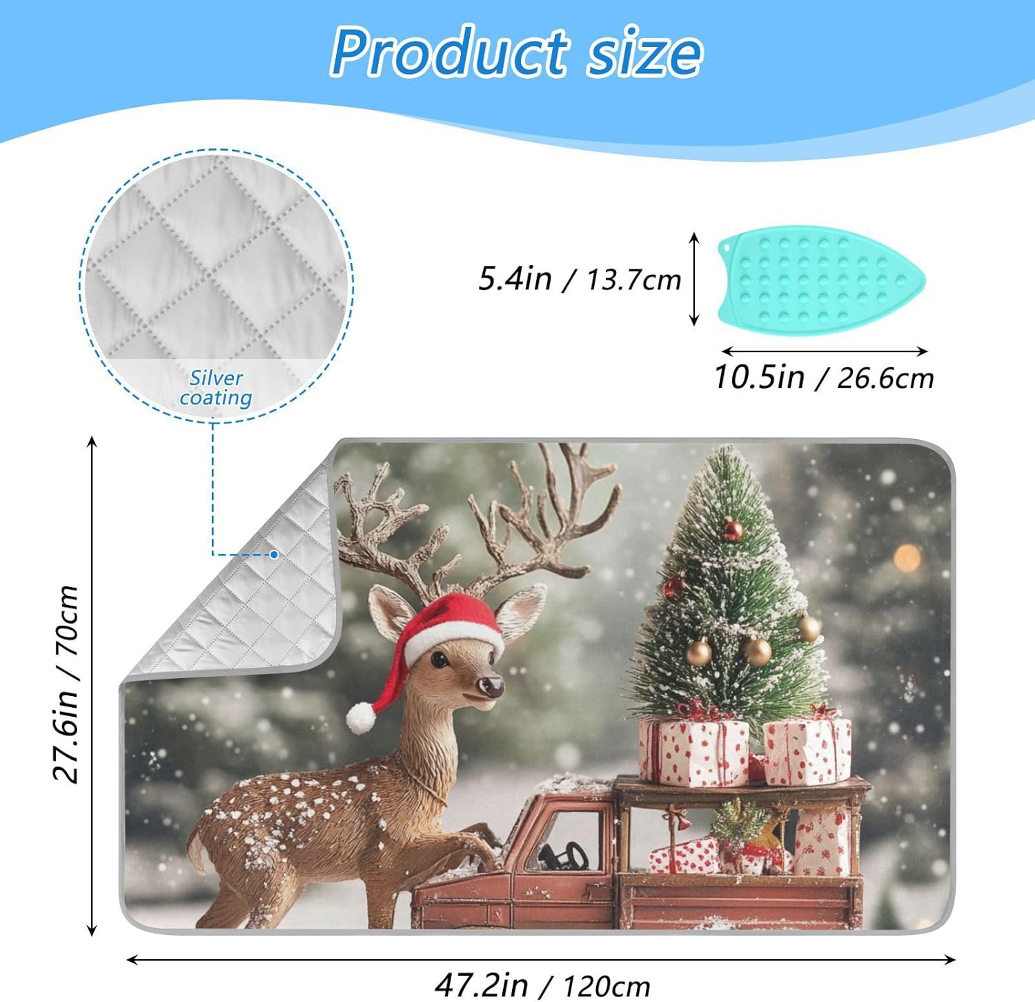 Christmas Tree Elk Truck Ironing Mat for Table top Portable Ironing Pad Blanket for Washer Dryer