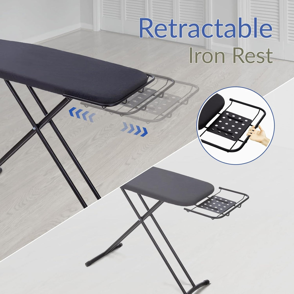 Ironing Board 48" x 15" with Retractable Iron Rest, RAINHOL Heavy Duty Full Size Iron Board, Sturdy