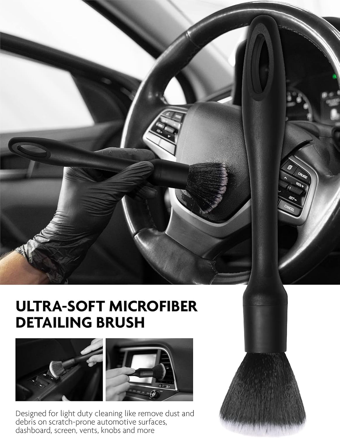 Fantasticlean 9PCS Car Interior Detailing Set, Microfiber Cloth & Applicator, Single-Head Detailing